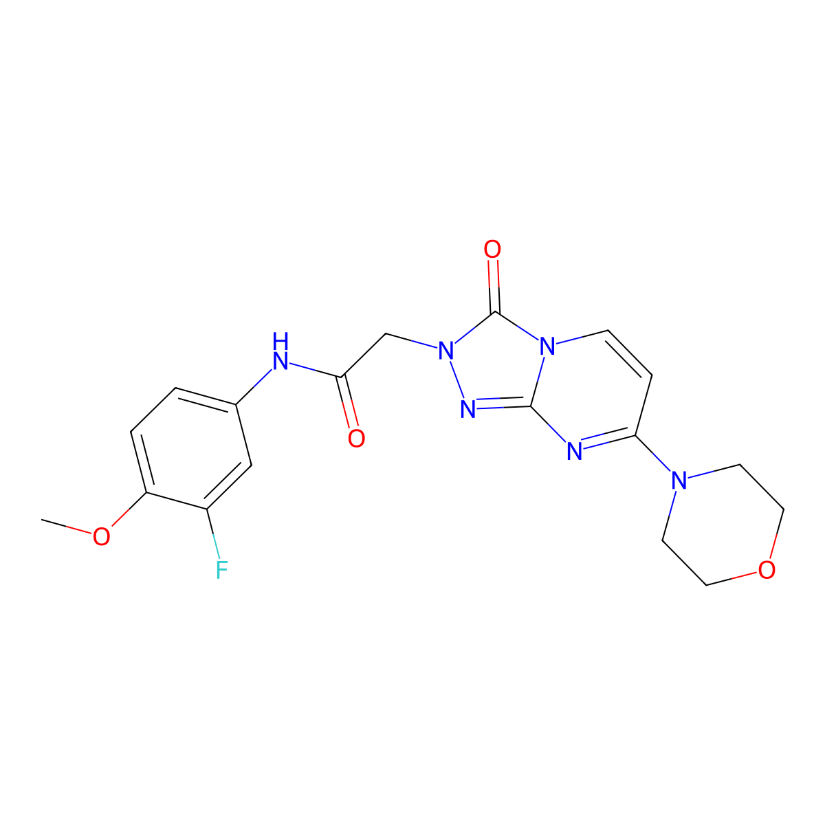 N-(3-fluoro-4-methoxyphenyl)-2-(7-morpholin-4-yl-3-oxo[1,2,4]triazolo[4,3-a]pyrimidin-2(3H)-yl)acetamide molecular structure, CAS 1251710-90-3