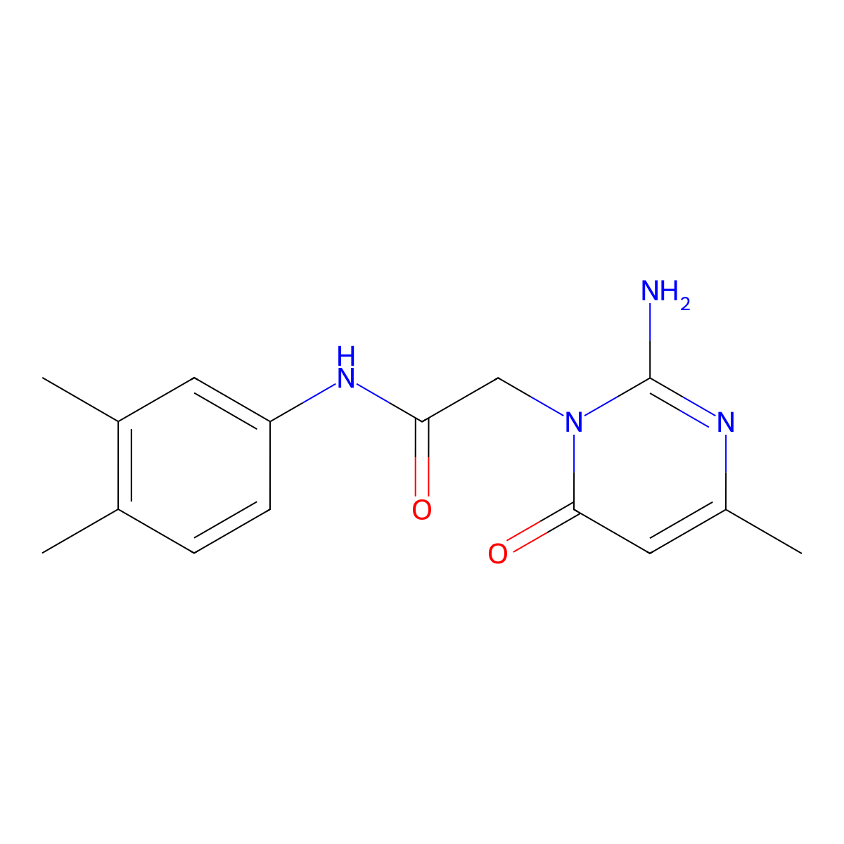 2-(2-amino-4-methyl-6-oxopyrimidin-1(6H)-yl)-N-(3,4-dimethylphenyl)acetamide molecular structure, CAS 1251710-93-6