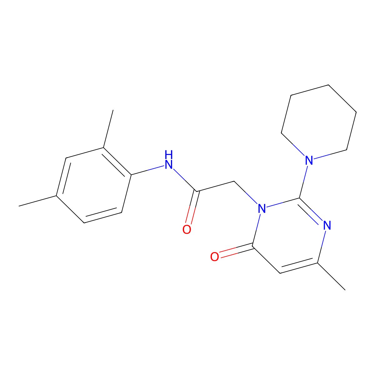 N-(2,4-dimethylphenyl)-2-[4-methyl-6-oxo-2-(piperidin-1-yl)-1,6-dihydropyrimidin-1-yl]acetamide molecular structure, CAS 1251710-96-9