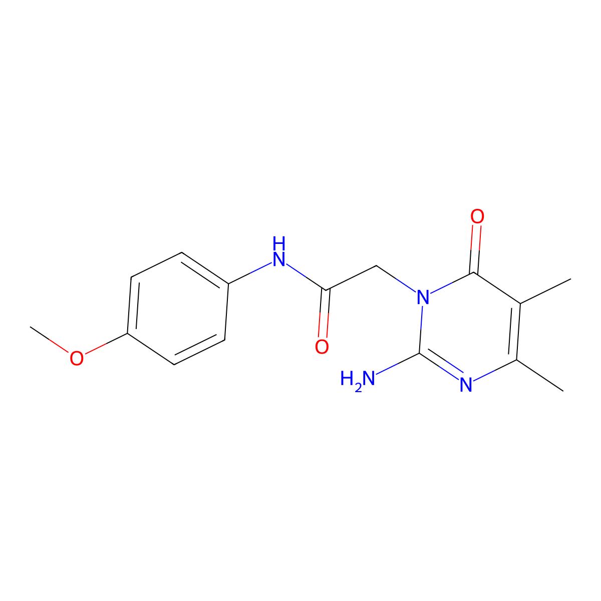 2-(2-amino-4,5-dimethyl-6-oxopyrimidin-1(6H)-yl)-N-(4-methoxyphenyl)acetamide molecular structure, CAS 1251710-98-1