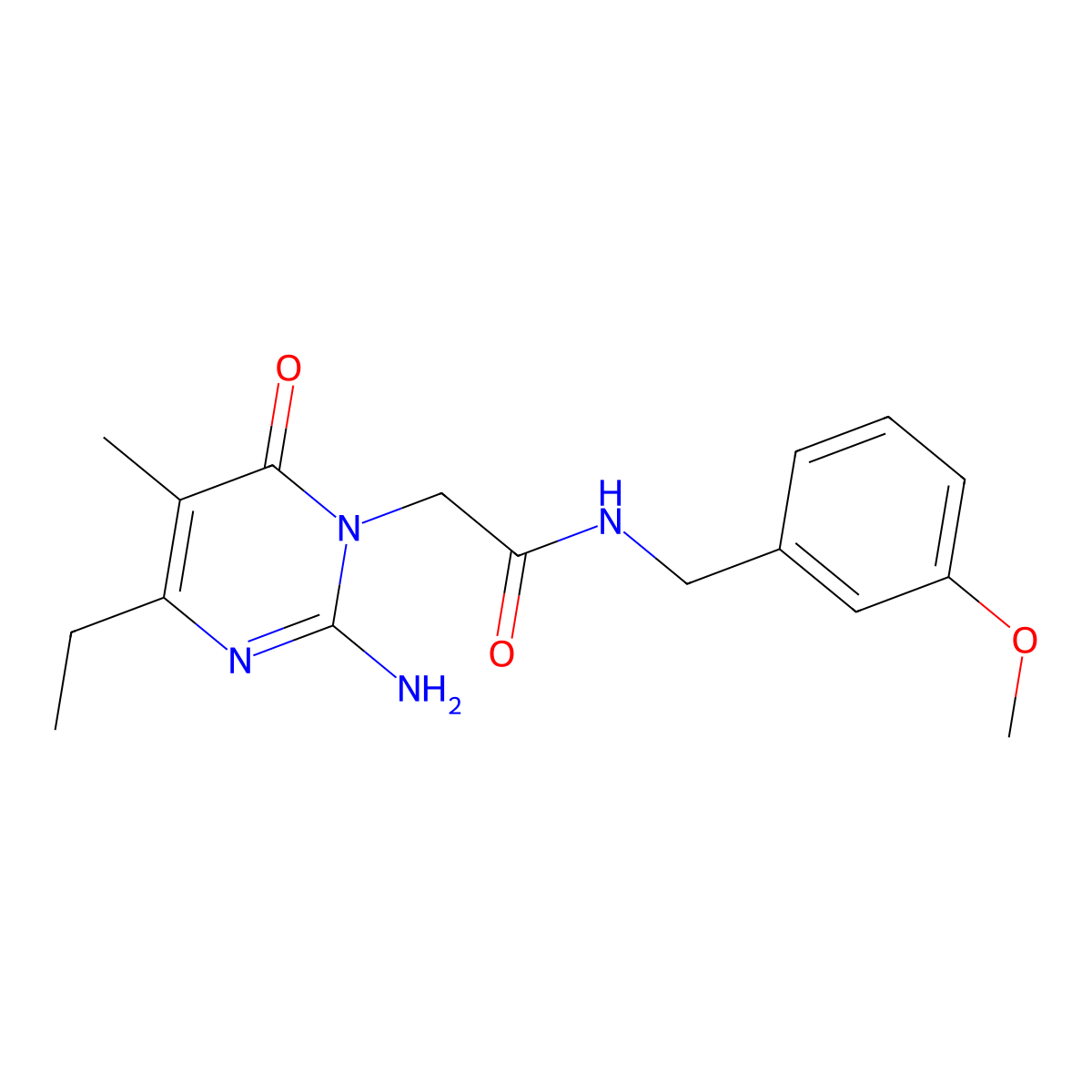2-(2-amino-4-ethyl-5-methyl-6-oxopyrimidin-1(6H)-yl)-N-(3-methoxybenzyl)acetamide molecular structure, CAS 1251711-00-8