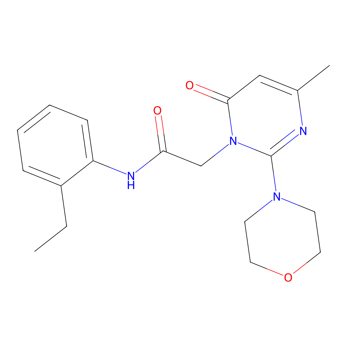 N-(2-ethylphenyl)-2-[4-methyl-2-(morpholin-4-yl)-6-oxo-1,6-dihydropyrimidin-1-yl]acetamide molecular structure, CAS 1251711-01-9