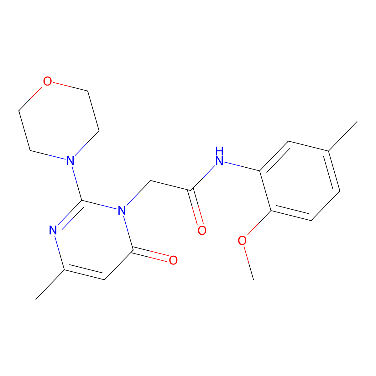 N-(2-methoxy-5-methylphenyl)-2-[4-methyl-2-(morpholin-4-yl)-6-oxo-1,6-dihydropyrimidin-1-yl]acetamide molecular structure, CAS 1251711-02-0