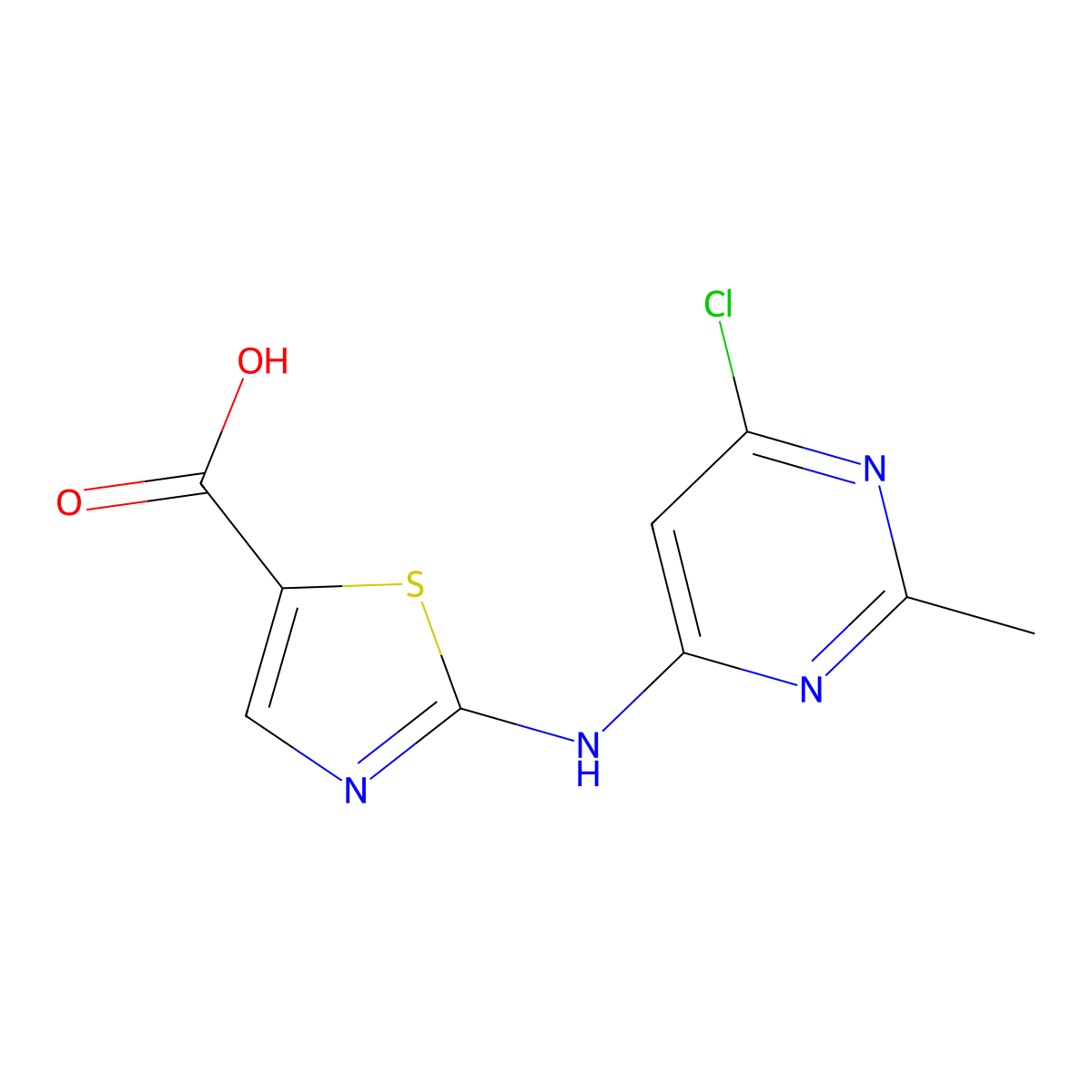 2-((6-Chloro-2-methylpyrimidin-4-yl)amino)thiazole-5-carboxylic acid molecular structure, CAS 1251716-89-8