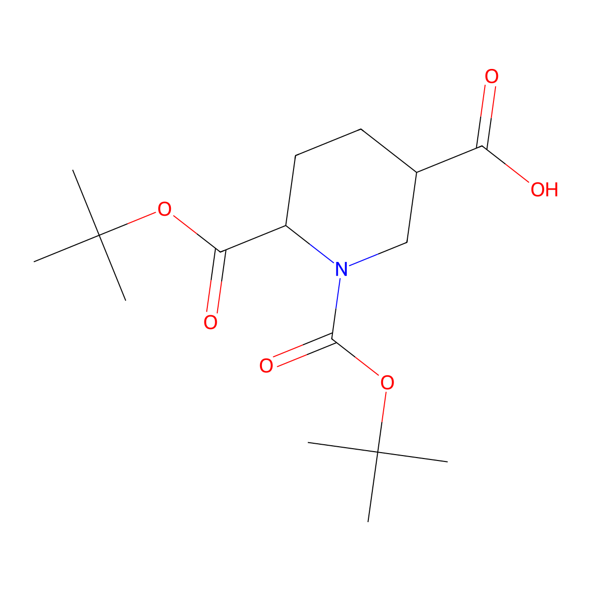 rac-(3R,6R)-1,6-bis[(tert-butoxy)carbonyl]piperidine-3-carboxylic acid molecular structure, CAS 1251728-74-1