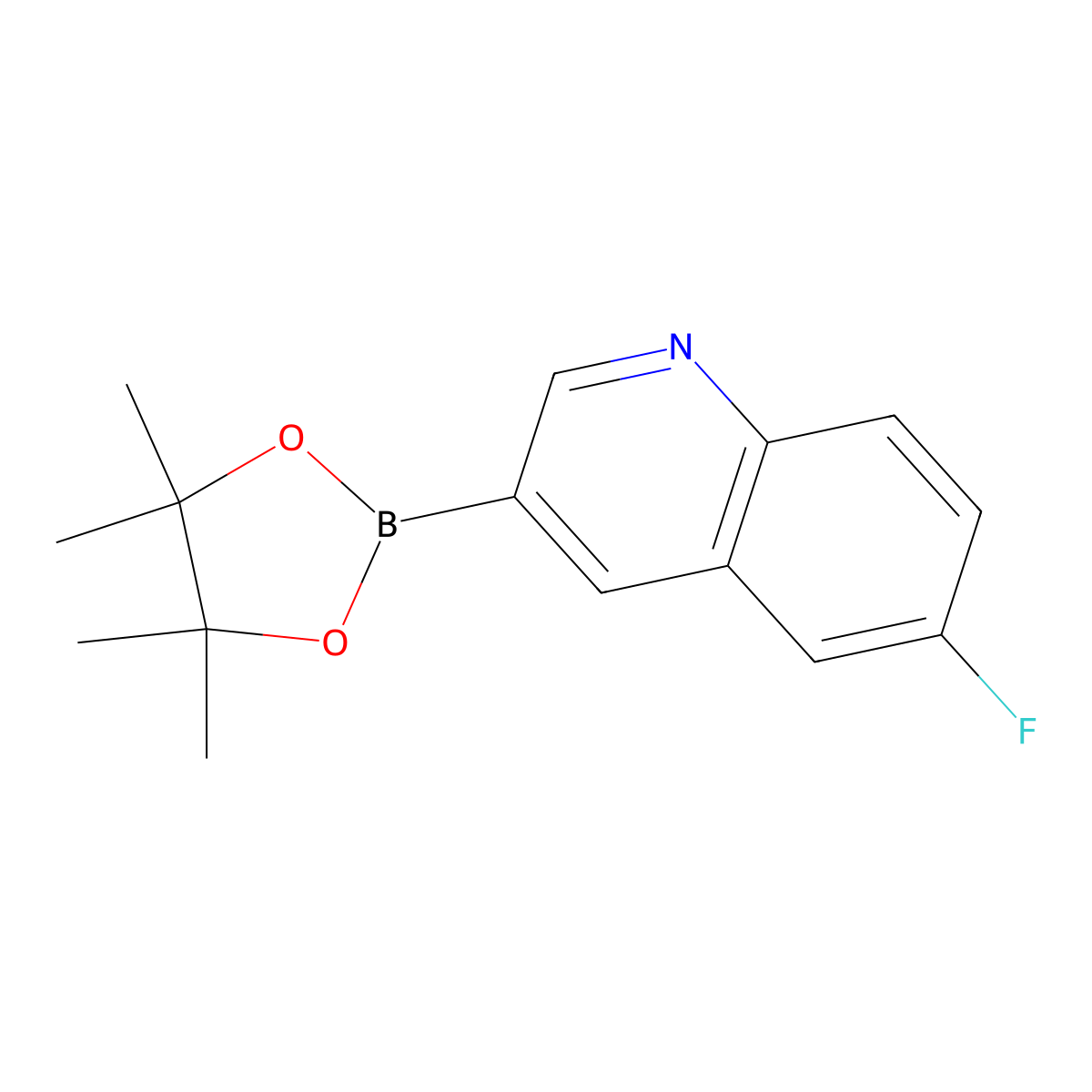 6-Fluoro-3-(4,4,5,5-tetramethyl-1,3,2-dioxaborolan-2-yl)quinoline molecular structure, CAS 1251731-31-3
