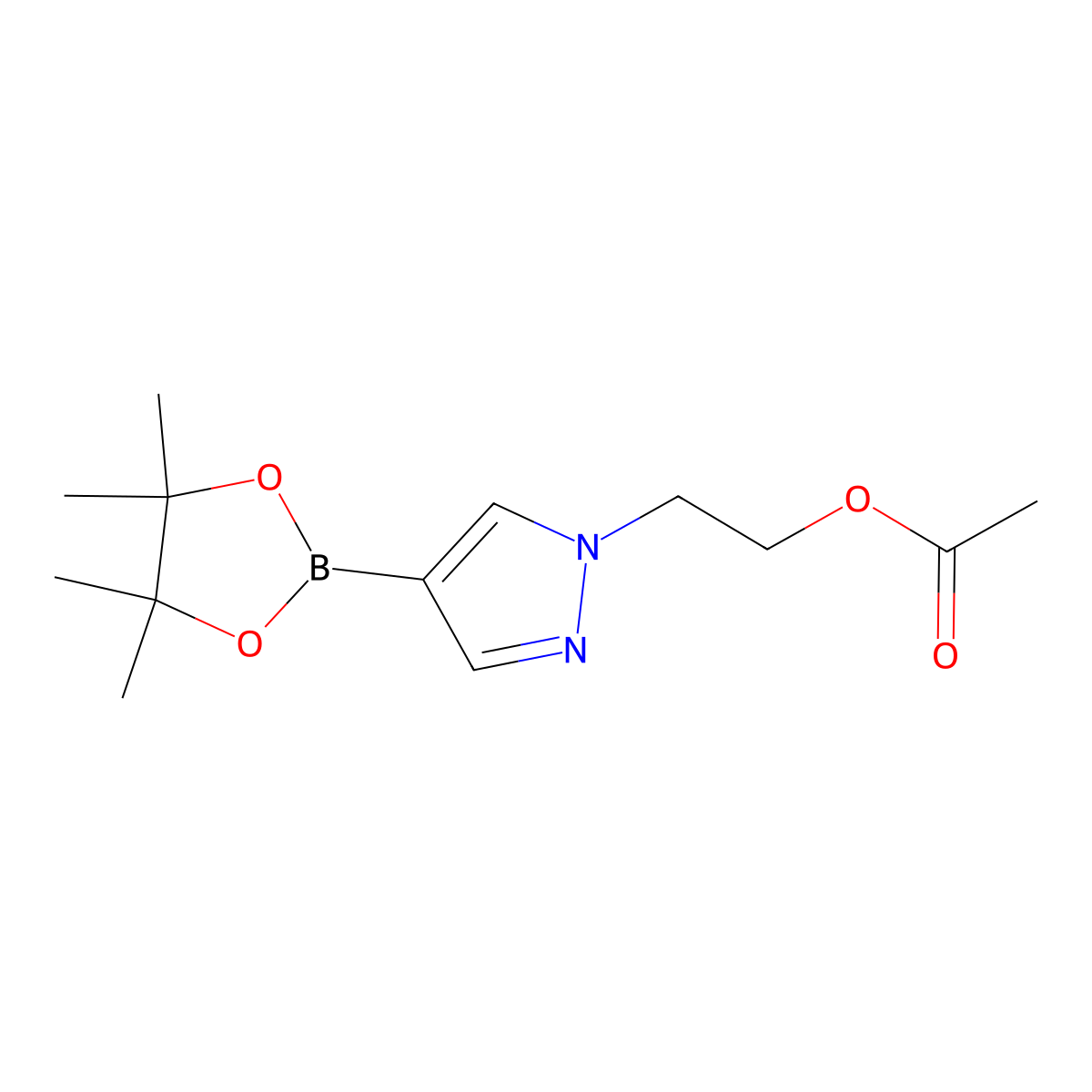 2-(4-(4,4,5,5-tetramethyl-1,3,2-dioxaborolan-2-yl)-1H-pyrazol-1-yl)ethyl acetate molecular structure, CAS 1251731-71-1