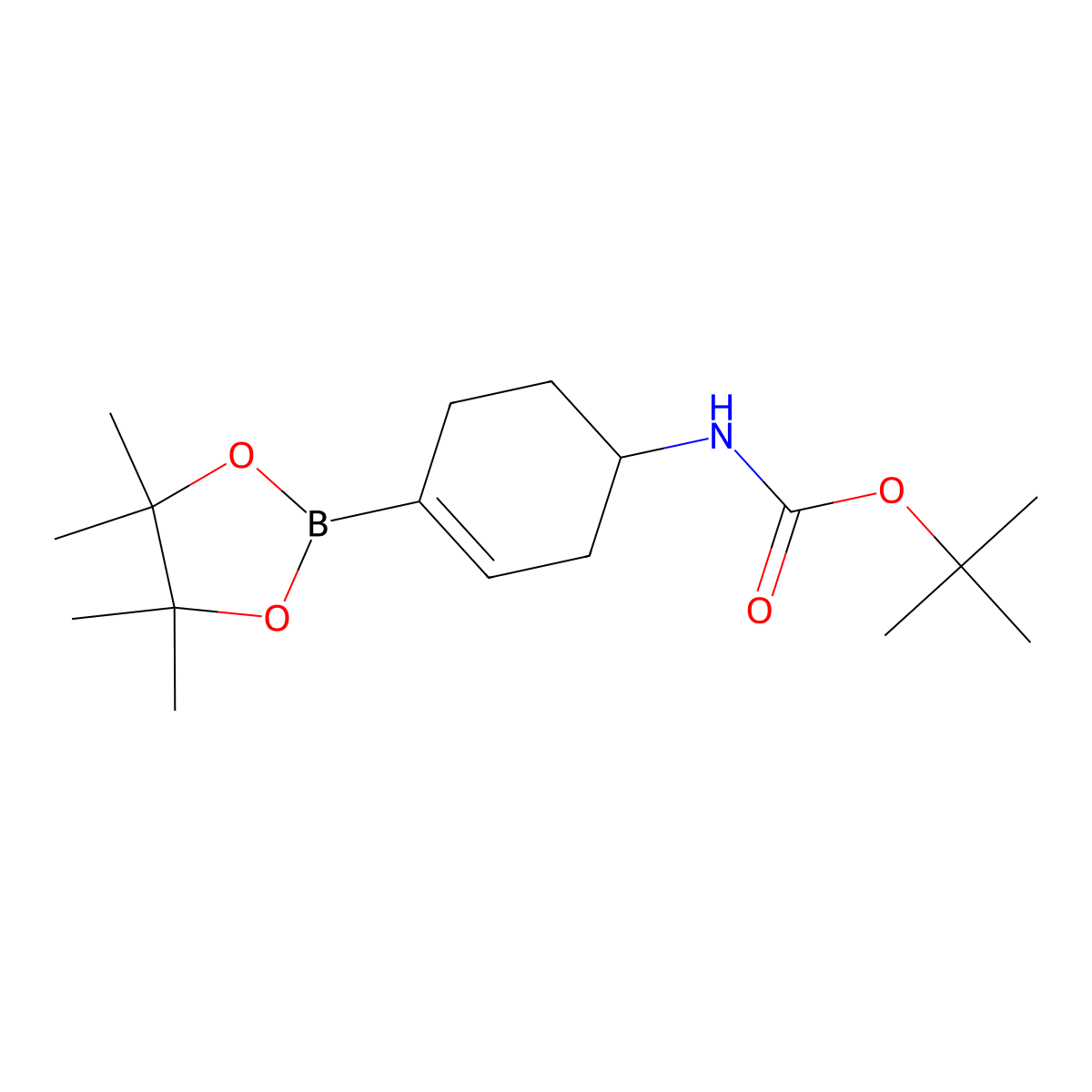 tert-butyl N-[4-(tetramethyl-1,3,2-dioxaborolan-2-yl)cyclohex-3-en-1-yl]carbamate molecular structure, CAS 1251732-64-5