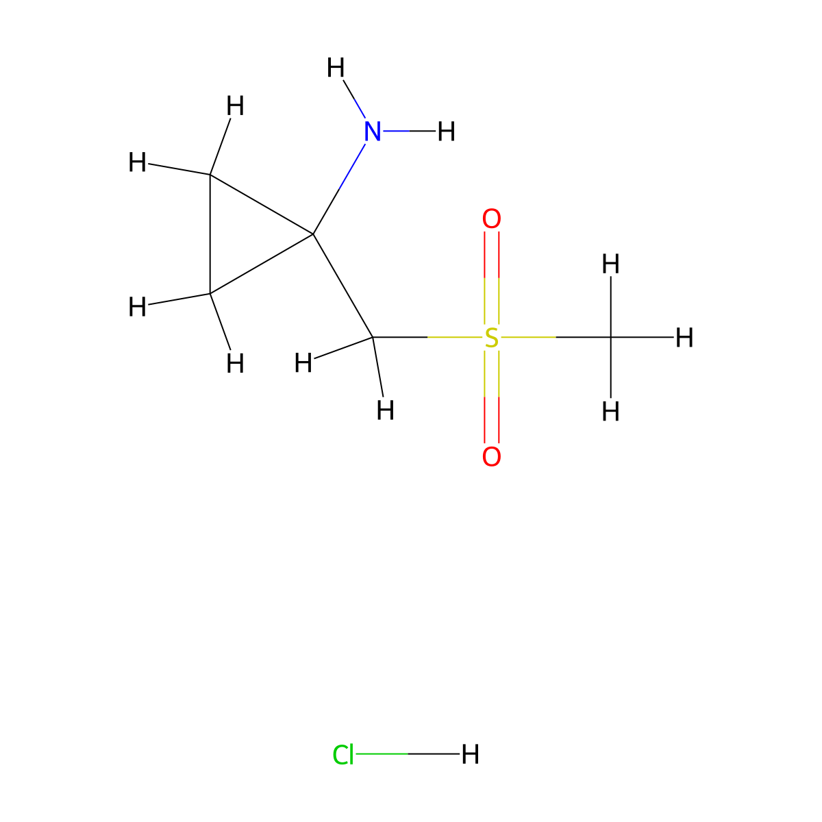 1-(Methanesulfonylmethyl)cyclopropan-1-aminehydrochloride molecular structure, CAS 1251733-98-8