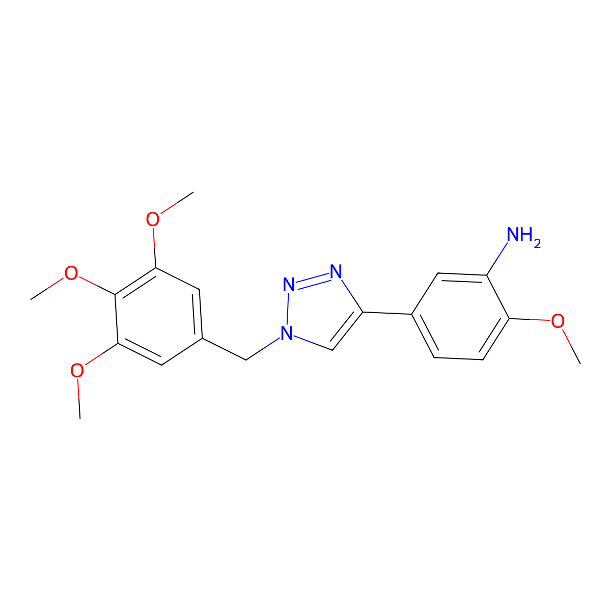 2-Methoxy-5-[1-[(3,4,5-trimethoxyphenyl)methyl]-1H-1,2,3-triazol-4-yl]benzenamine molecular structure, CAS 1251751-61-7