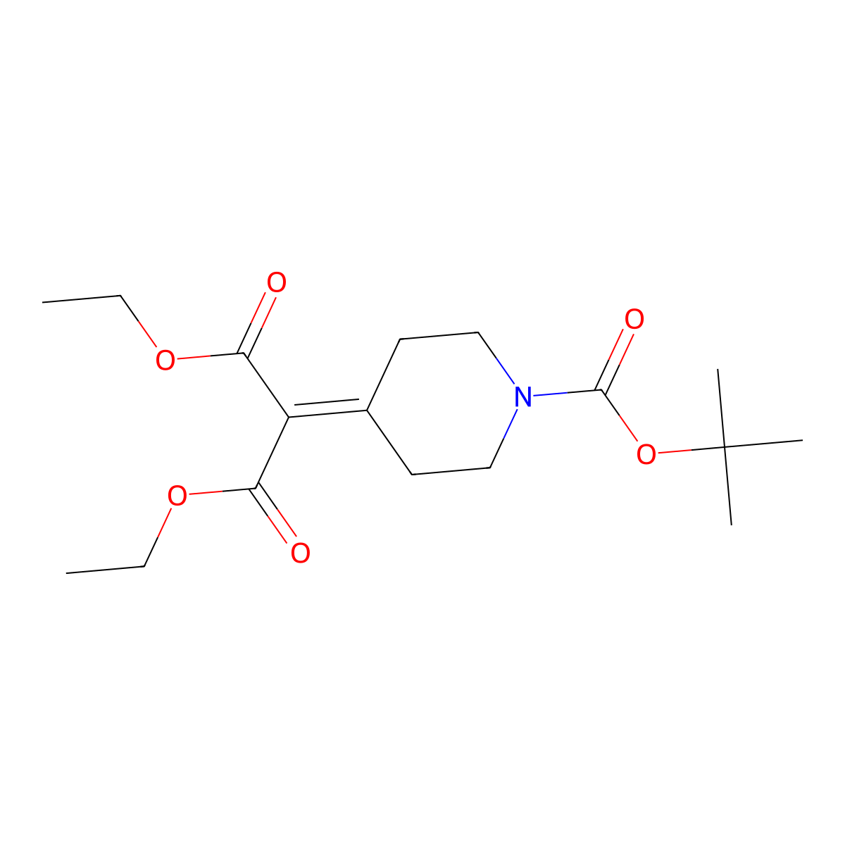 Diethyl 2-(1-(tert-butoxycarbonyl)piperidin-4-ylidene)malonate molecular structure, CAS 1251760-53-8