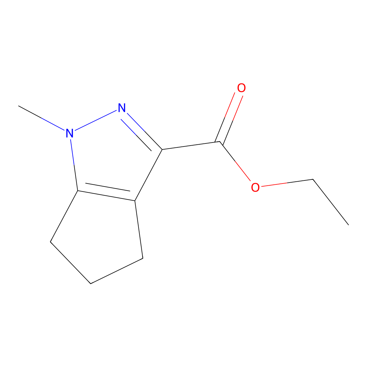 ethyl 1-methyl-1H,4H,5H,6H-cyclopenta[c]pyrazole-3-carboxylate molecular structure, CAS 1251760-94-7