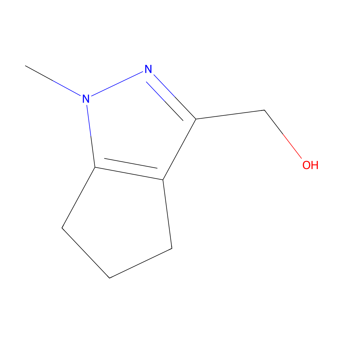 3-Cyclopentapyrazolemethanol, 1,4,5,6-tetrahydro-1-methyl- molecular structure, CAS 1251760-96-9