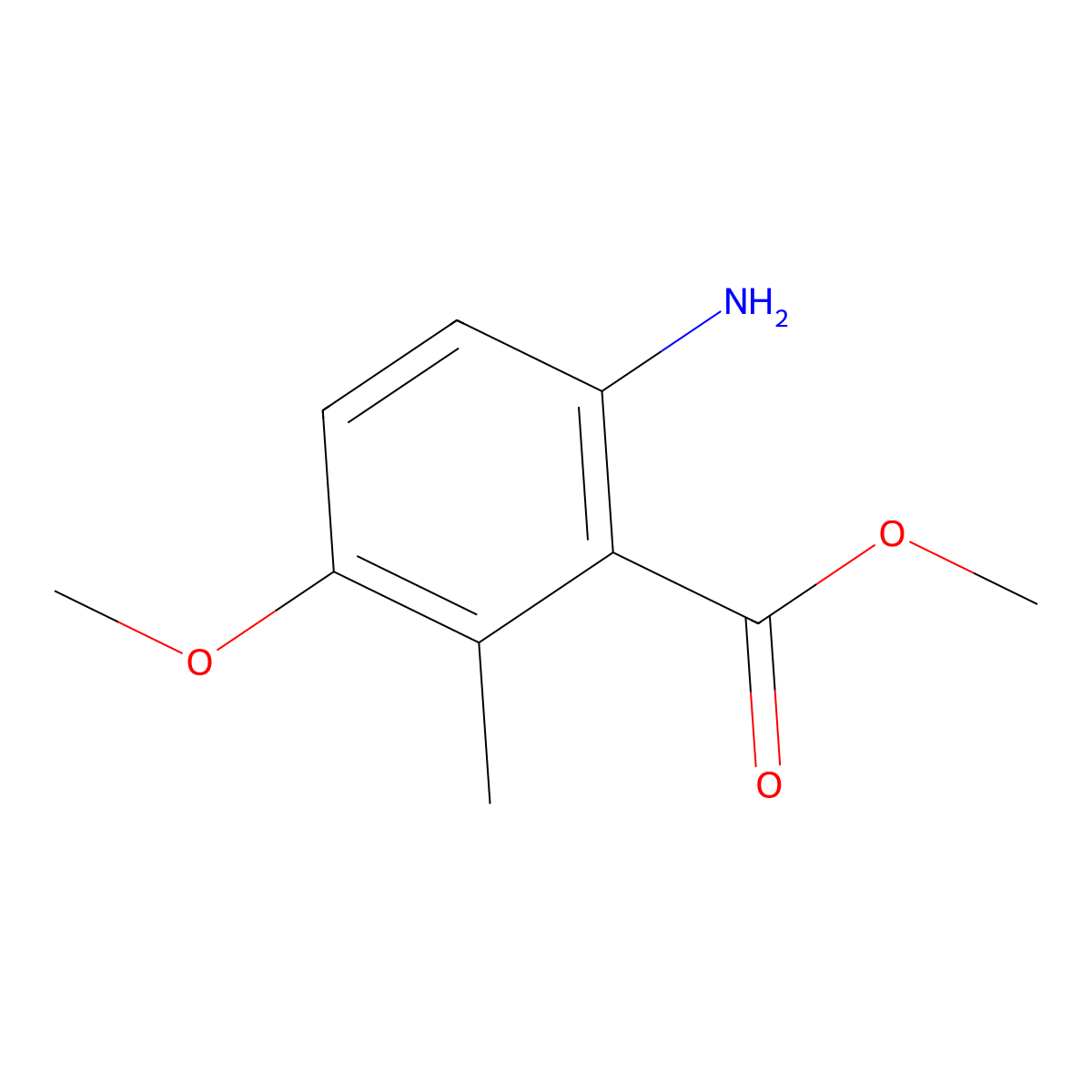 Methyl 6-amino-3-methoxy-2-methylbenzoate molecular structure, CAS 1251761-65-5