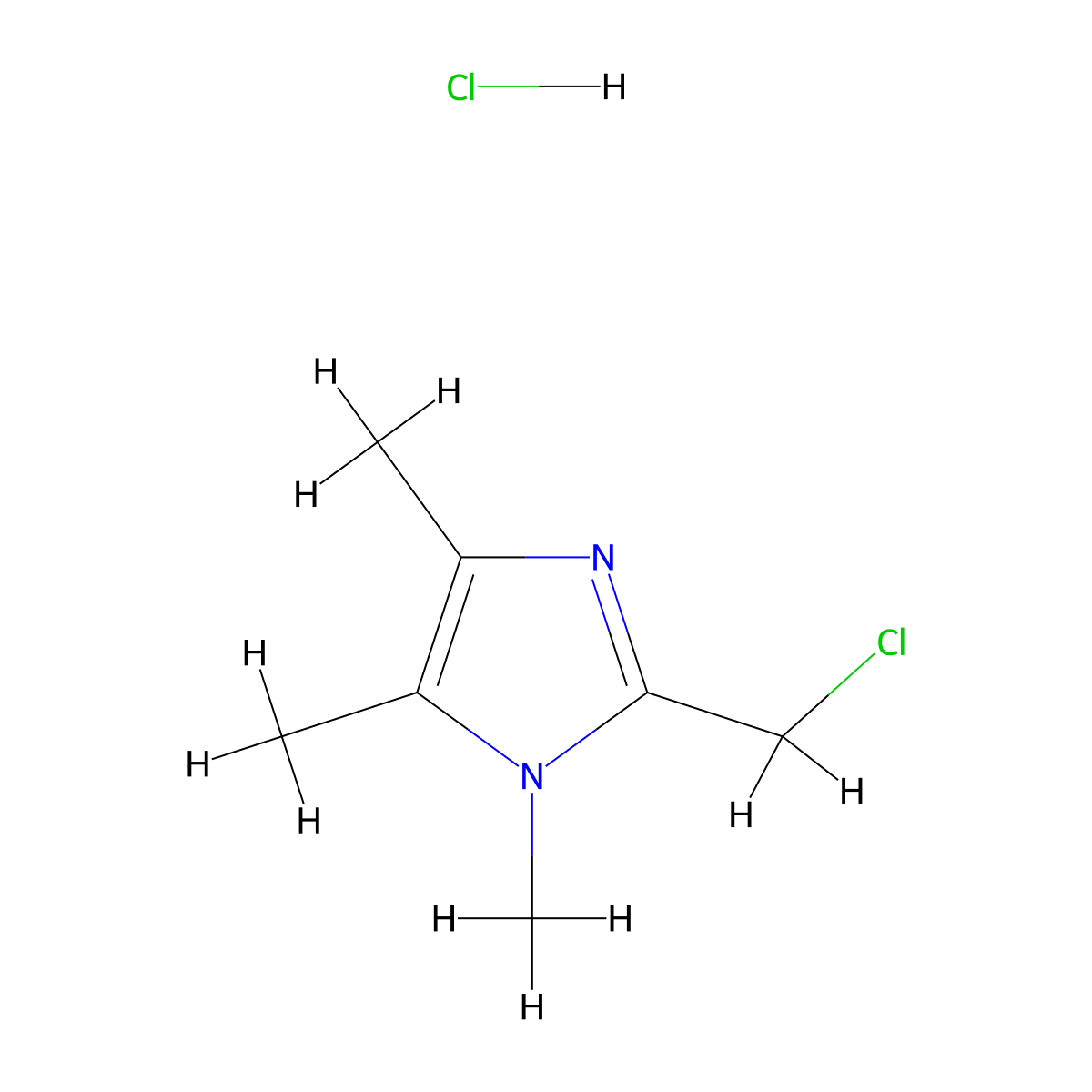 2-(chloromethyl)-1,4,5-trimethyl-1H-imidazole hydrochloride molecular structure, CAS 1251762-13-6