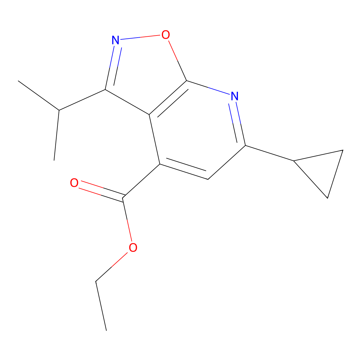Ethyl 6-cyclopropyl-3-(propan-2-yl)-[1,2]oxazolo[5,4-b]pyridine-4-carboxylate molecular structure, CAS 1251773-90-6