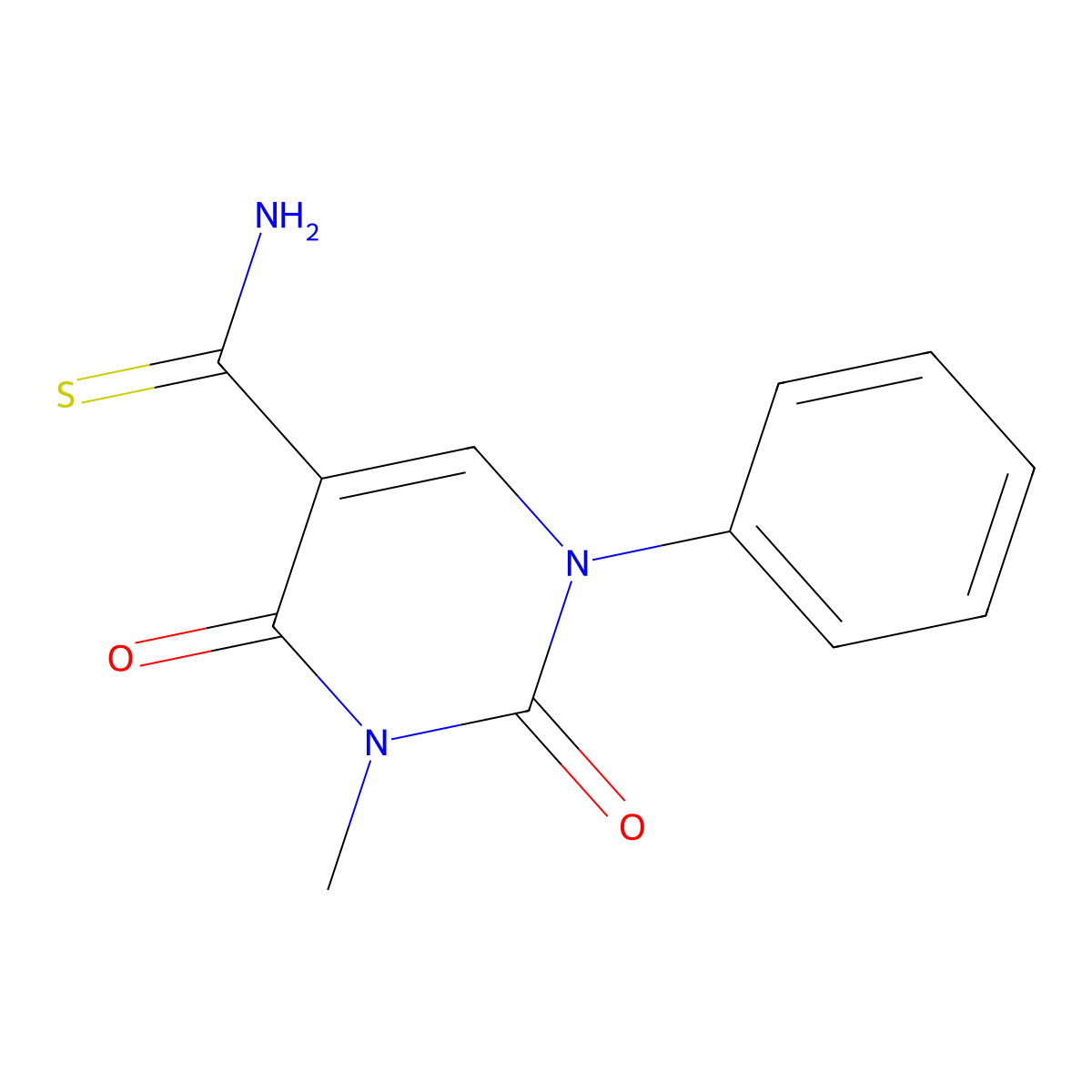 3-Methyl-2,4-dioxo-1-phenyl-1,2,3,4-tetrahydropyrimidine-5-carbothioamide molecular structure, CAS 125187-18-0