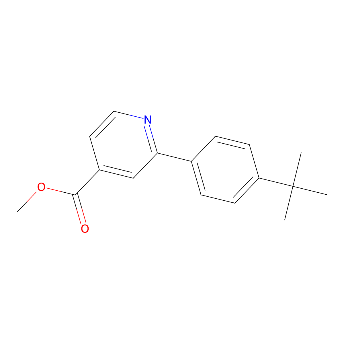 Methyl 2-(4-tert-butylphenyl)pyridine-4-carboxylate molecular structure, CAS 1251898-44-8