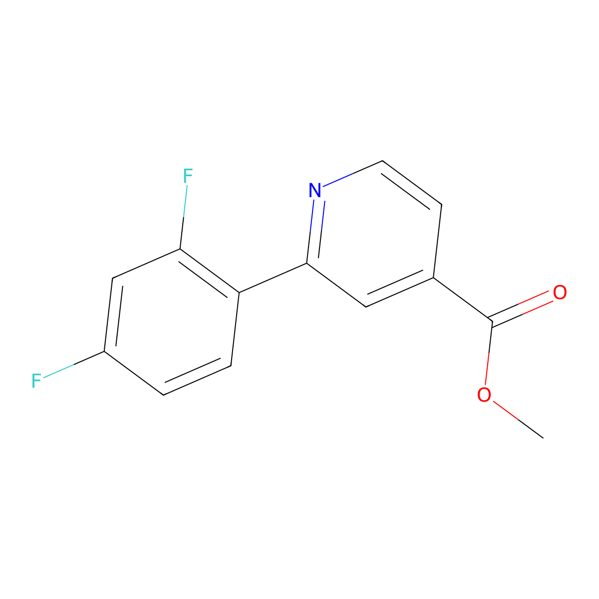 Methyl 2-(2,4-difluorophenyl)pyridine-4-carboxylate molecular structure, CAS 1251898-50-6