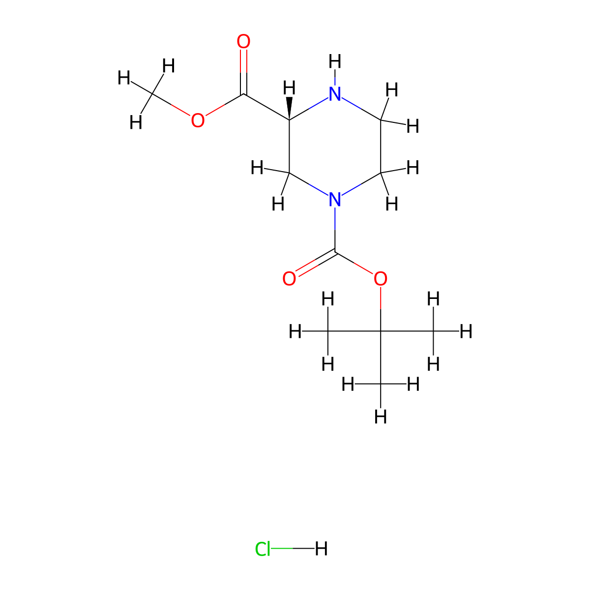 (R)-1-tert-Butyl 3-methyl piperazine-1,3-dicarboxylate hydrochloride molecular structure, CAS 1251903-83-9