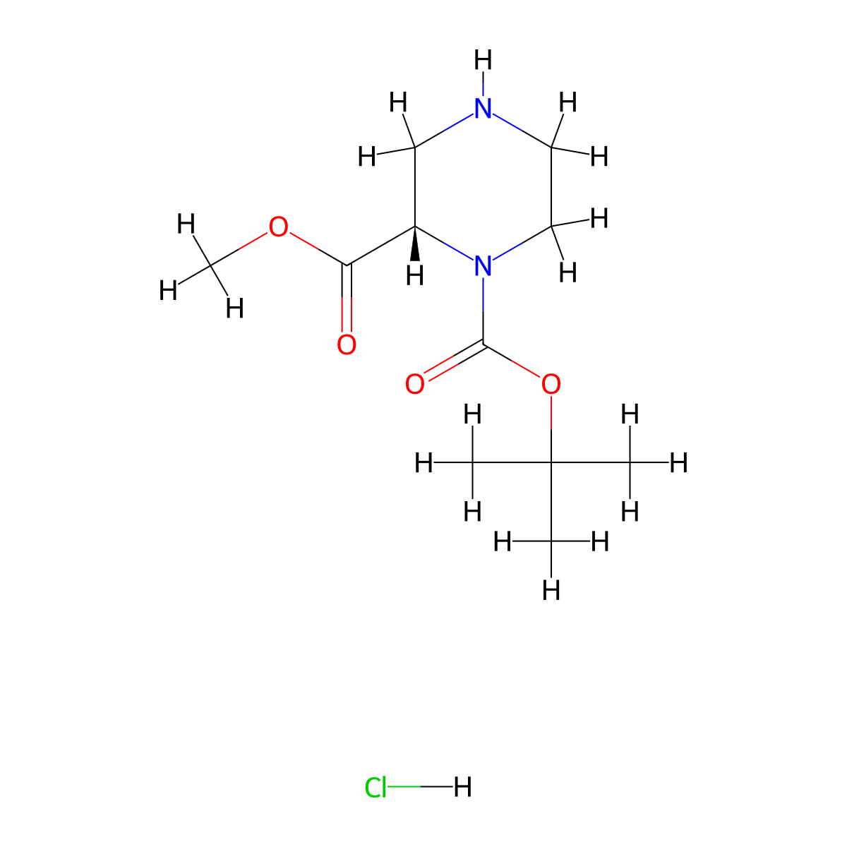 (S)-1-tert-Butyl 2-methyl piperazine-1,2-dicarboxylate hydrochloride molecular structure, CAS 1251903-93-1