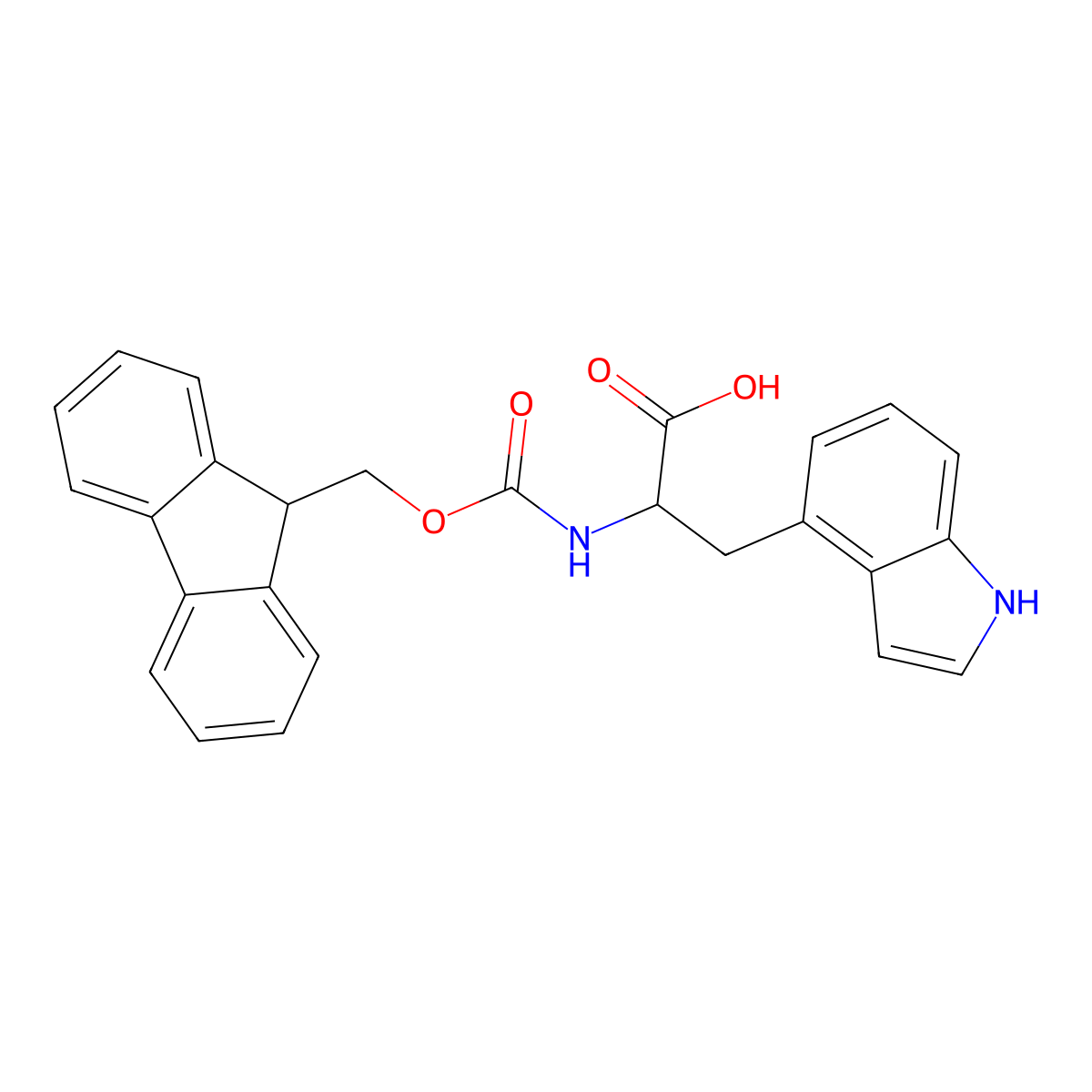 (2S)-2-({[(9H-Fluoren-9-yl)methoxy]carbonyl}amino)-3-(1H-indol-4-yl)propanoic acid molecular structure, CAS 1251904-20-7