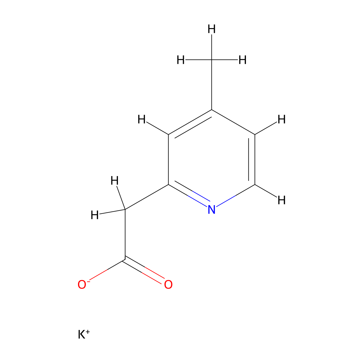 Potassium 2-(4-methylpyridin-2-yl)acetate molecular structure, CAS 1251919-65-9