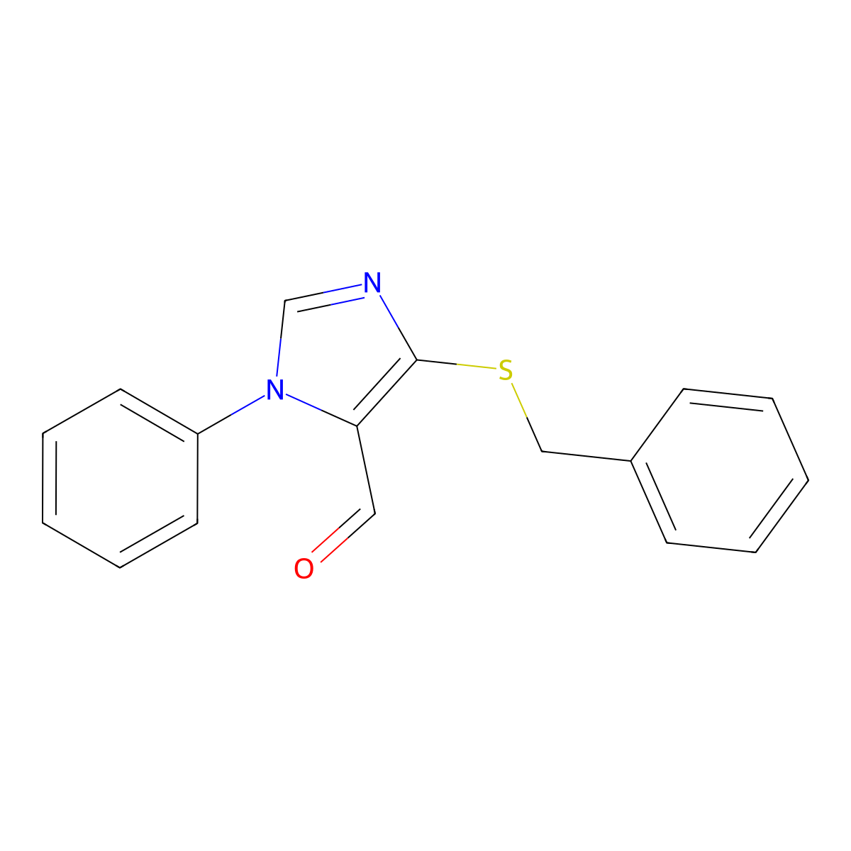 4-(benzylsulfanyl)-1-phenyl-1H-imidazole-5-carbaldehyde molecular structure, CAS 1251922-54-9