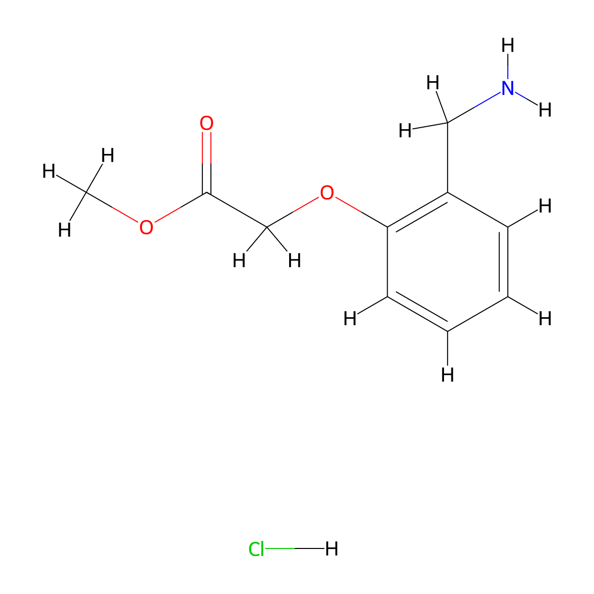 Methyl 2-[2-(aminomethyl)phenoxy]acetate hydrochloride molecular structure, CAS 1251922-63-0