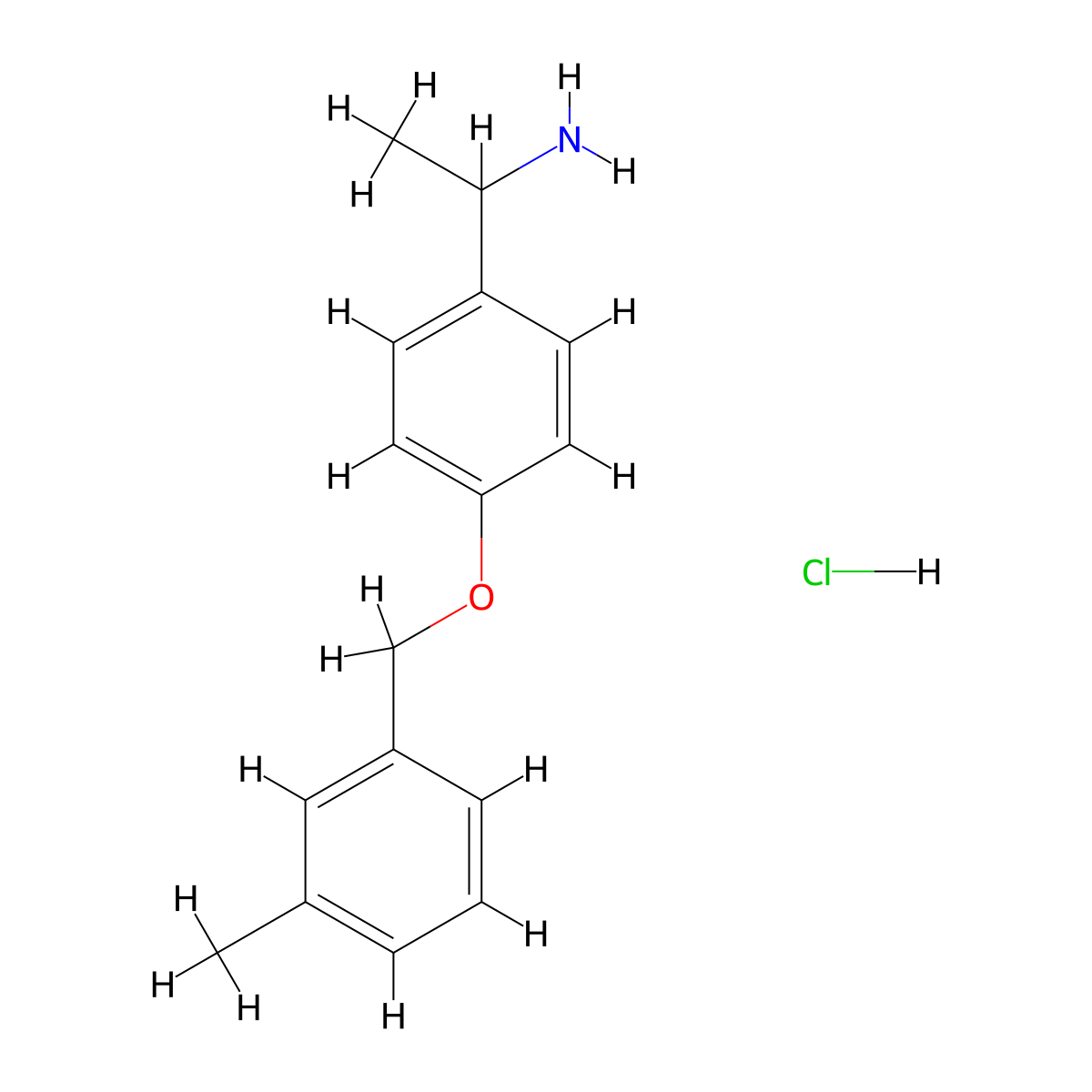 1-{4-[(3-Methylphenyl)methoxy]phenyl}ethan-1-amine hydrochloride molecular structure, CAS 1251922-75-4