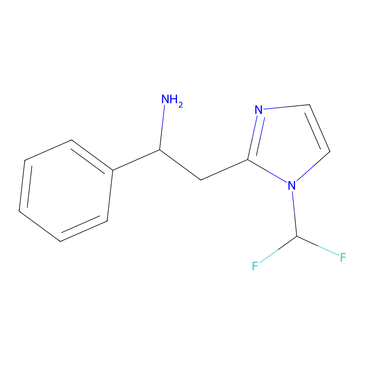 2-[1-(difluoromethyl)-1H-imidazol-2-yl]-1-phenylethan-1-amine molecular structure, CAS 1251922-76-5