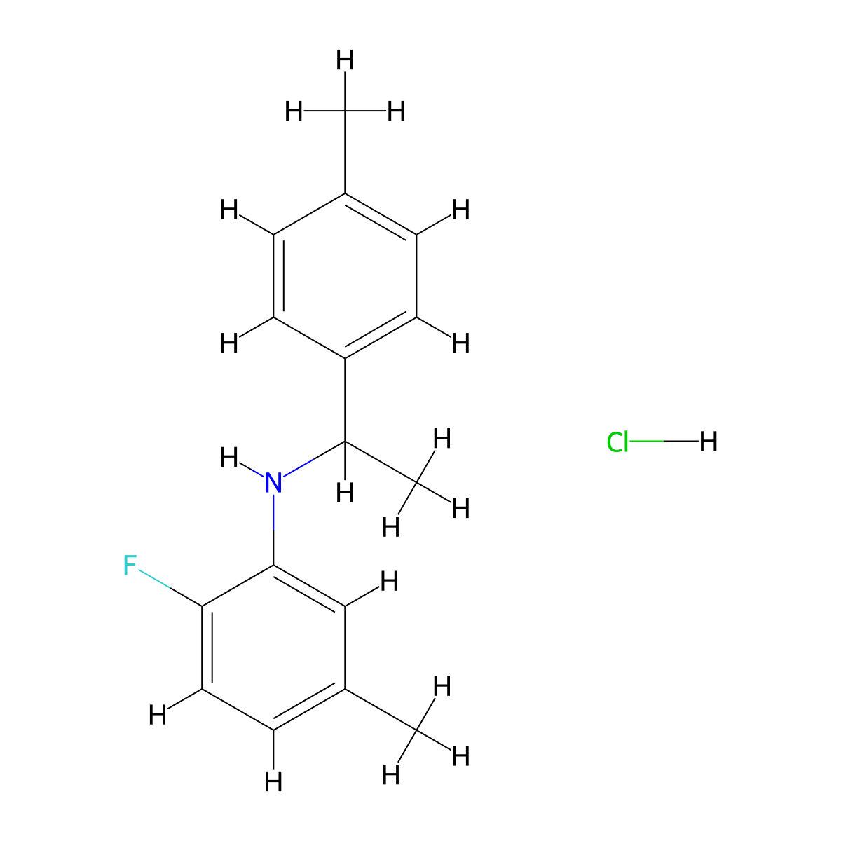 2-fluoro-5-methyl-N-[1-(4-methylphenyl)ethyl]aniline hydrochloride molecular structure, CAS 1251922-86-7