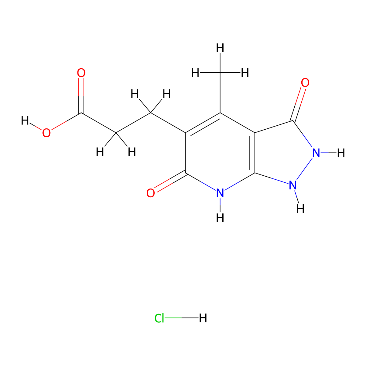 3-{4-methyl-3,6-dioxo-1H,2H,3H,6H,7H-pyrazolo[3,4-b]pyridin-5-yl}propanoic acid hydrochloride molecular structure, CAS 1251922-88-9