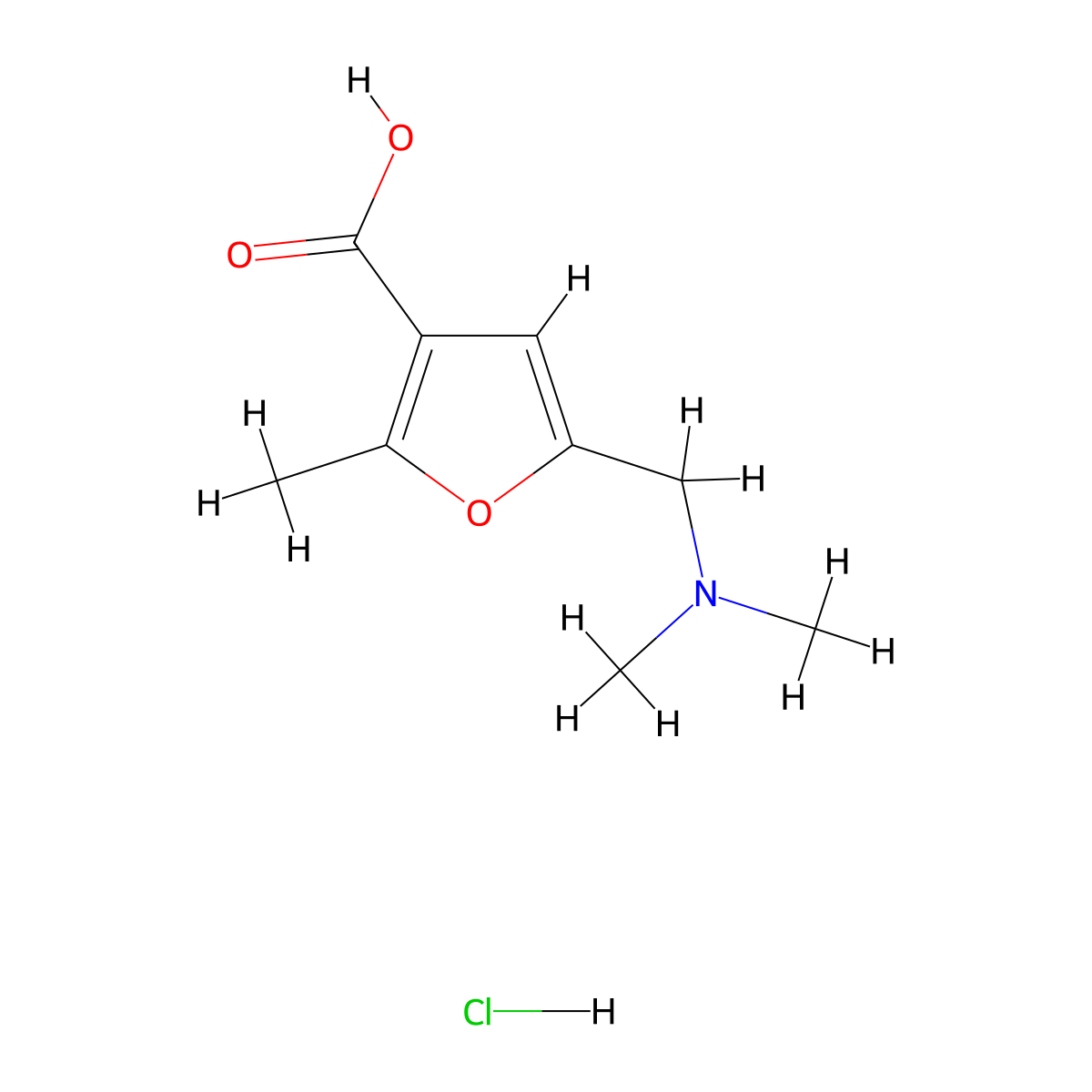 5-[(Dimethylamino)methyl]-2-methylfuran-3-carboxylic acid hydrochloride molecular structure, CAS 1251922-91-4