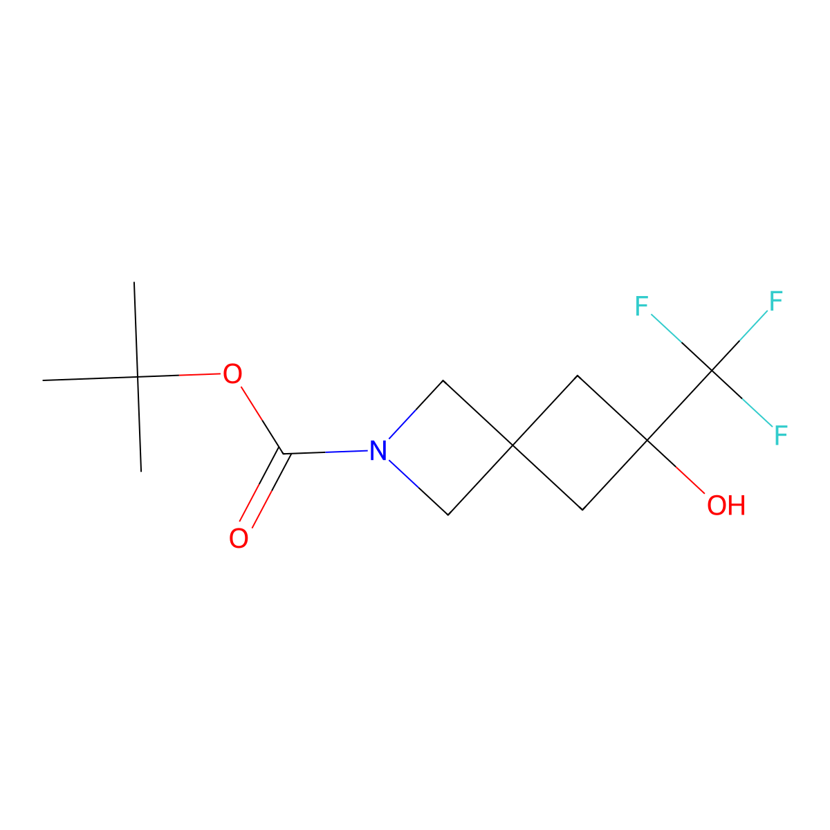 Tert-butyl 6-hydroxy-6-(trifluoromethyl)-2-azaspiro[3.3]heptane-2-carboxylate molecular structure, CAS 1251923-04-2