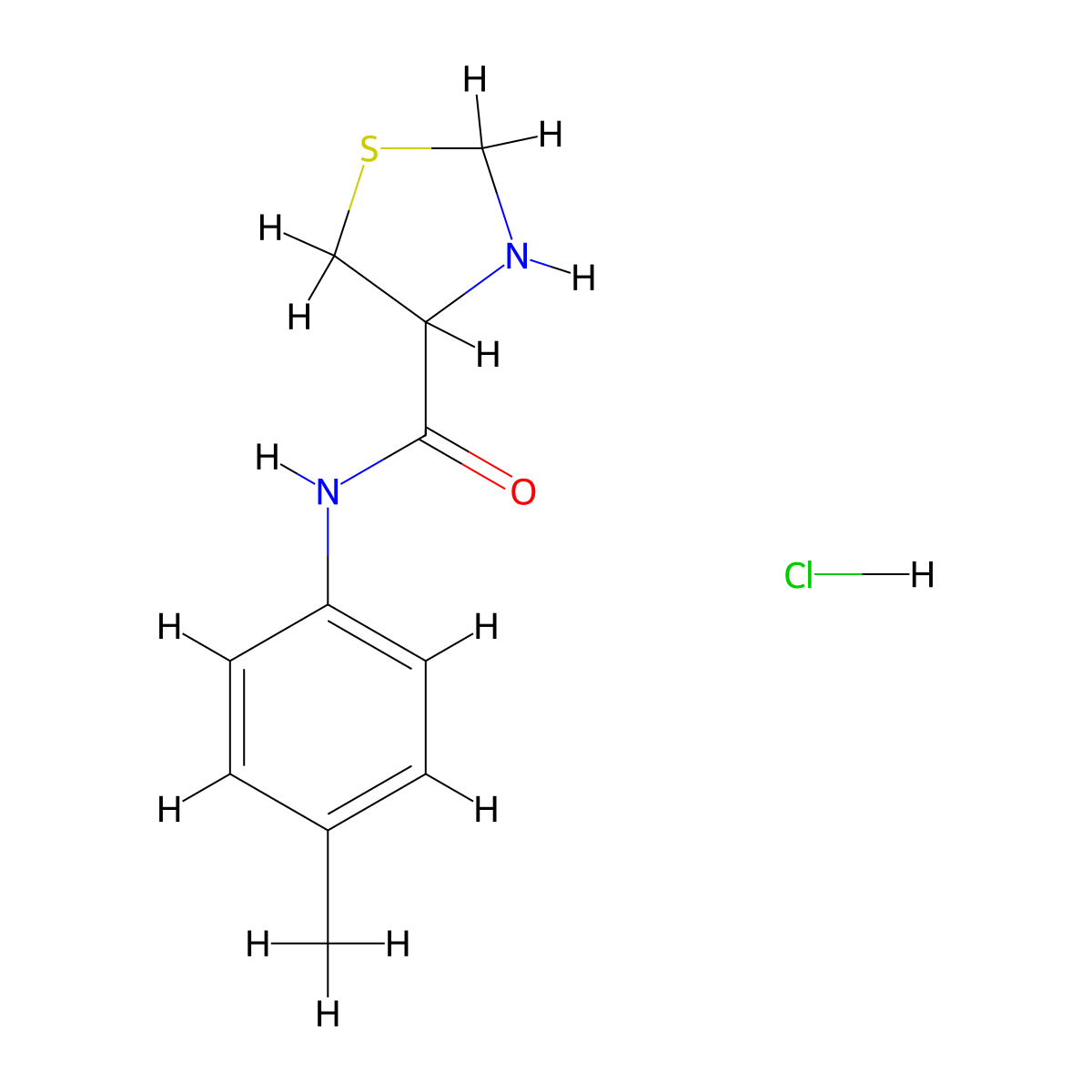 N-(4-methylphenyl)-1,3-thiazolidine-4-carboxamide hydrochloride molecular structure, CAS 1251923-05-3