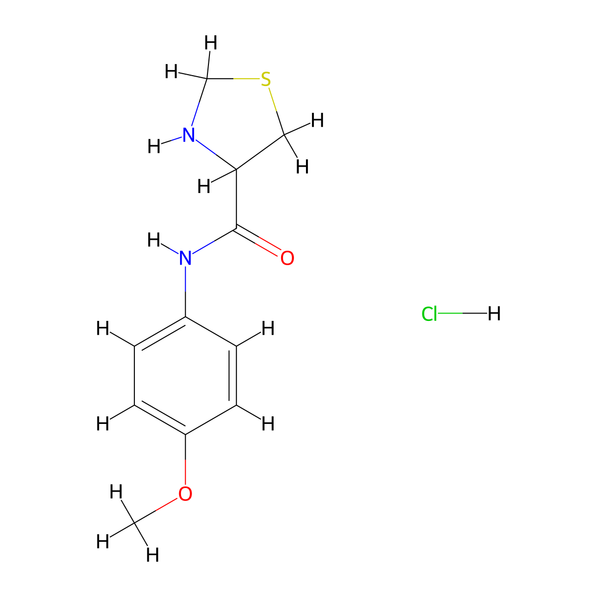 N-(4-methoxyphenyl)-1,3-thiazolidine-4-carboxamide hydrochloride molecular structure, CAS 1251923-09-7