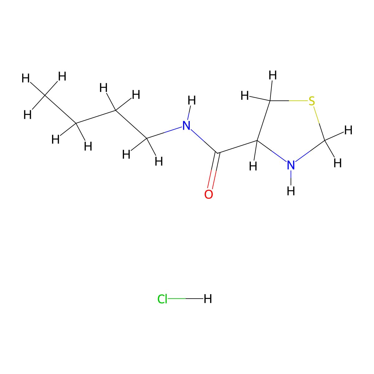 N-butyl-1,3-thiazolidine-4-carboxamide hydrochloride molecular structure, CAS 1251923-14-4