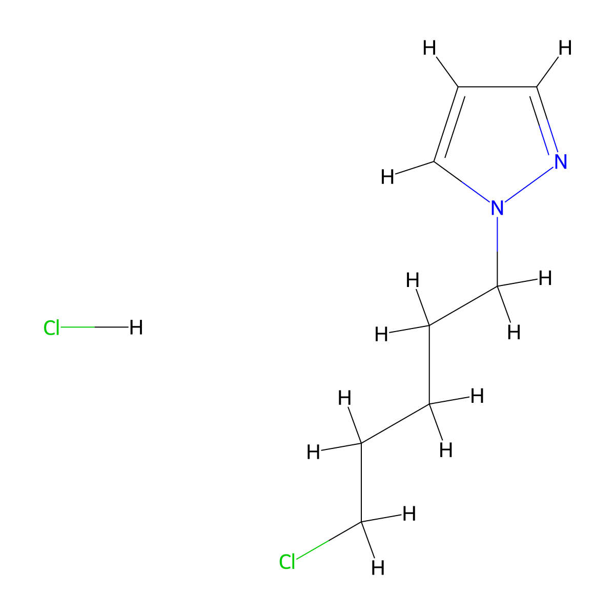 1-(5-chloropentyl)-1H-pyrazole hydrochloride molecular structure, CAS 1251923-16-6