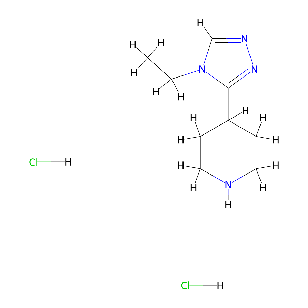 4-(4-ethyl-4H-1,2,4-triazol-3-yl)piperidine dihydrochloride molecular structure, CAS 1251923-23-5