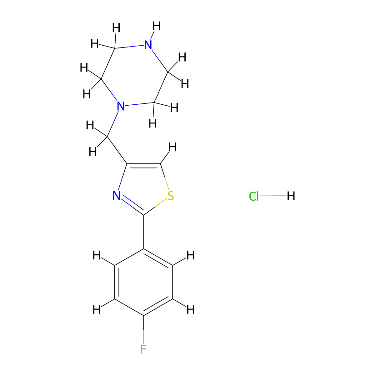 1-{[2-(4-Fluorophenyl)-1,3-thiazol-4-yl]methyl}piperazine hydrochloride molecular structure, CAS 1251923-26-8