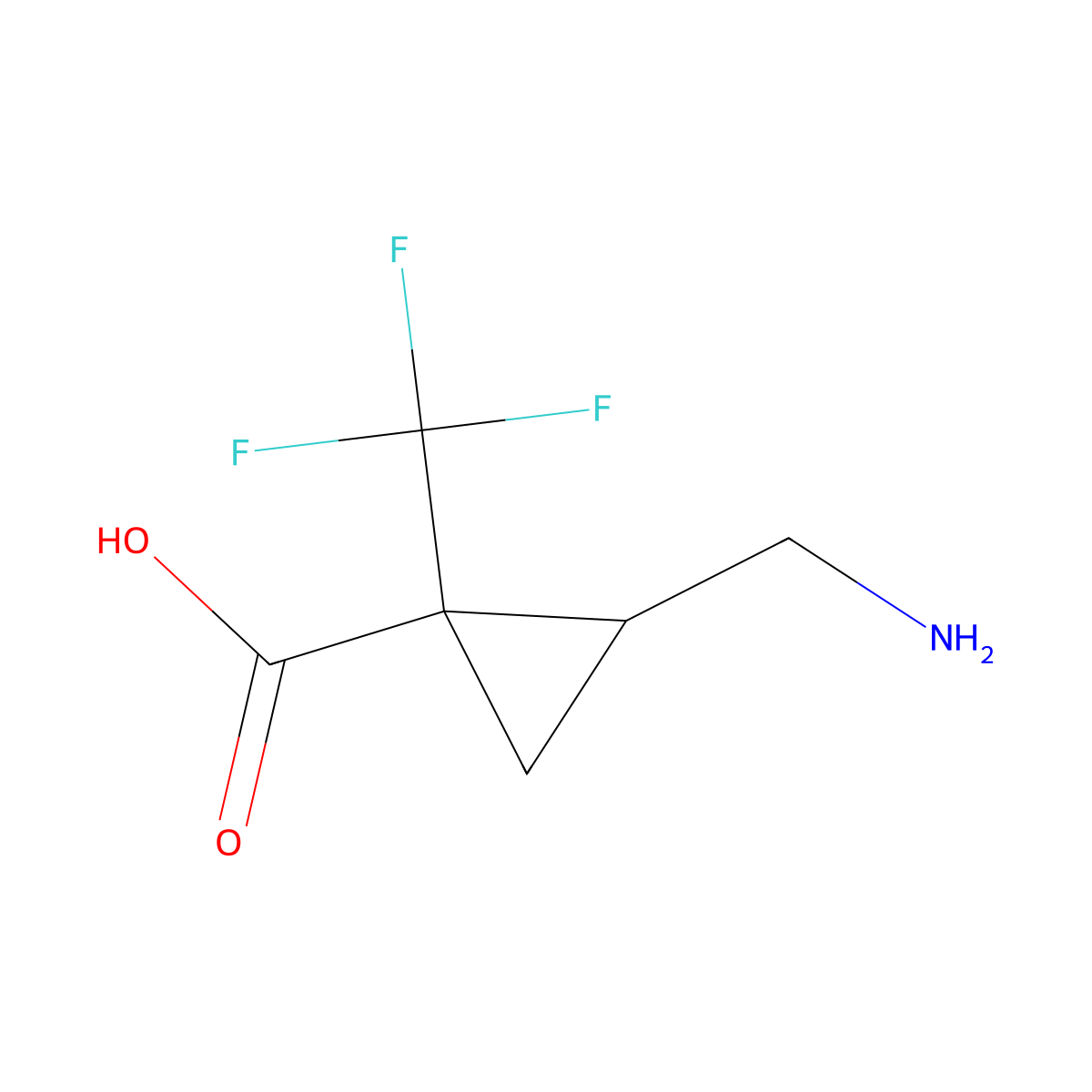 2-(Aminomethyl)-1-(trifluoromethyl)cyclopropane-1-carboxylic acid molecular structure, CAS 1251923-28-0