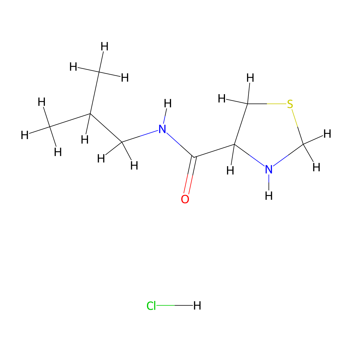 N-(2-methylpropyl)-1,3-thiazolidine-4-carboxamide hydrochloride molecular structure, CAS 1251923-33-7