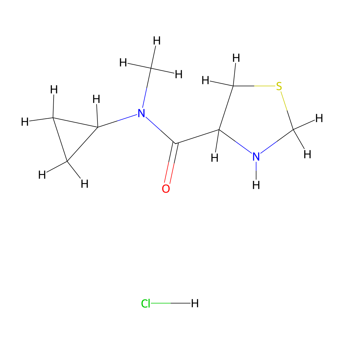 N-cyclopropyl-N-methyl-1,3-thiazolidine-4-carboxamide hydrochloride molecular structure, CAS 1251923-36-0