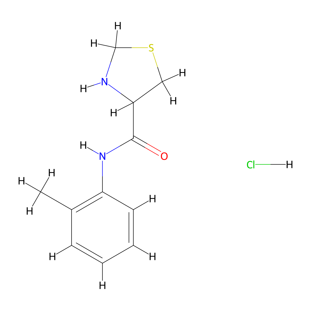 N-(2-methylphenyl)-1,3-thiazolidine-4-carboxamide hydrochloride molecular structure, CAS 1251923-39-3