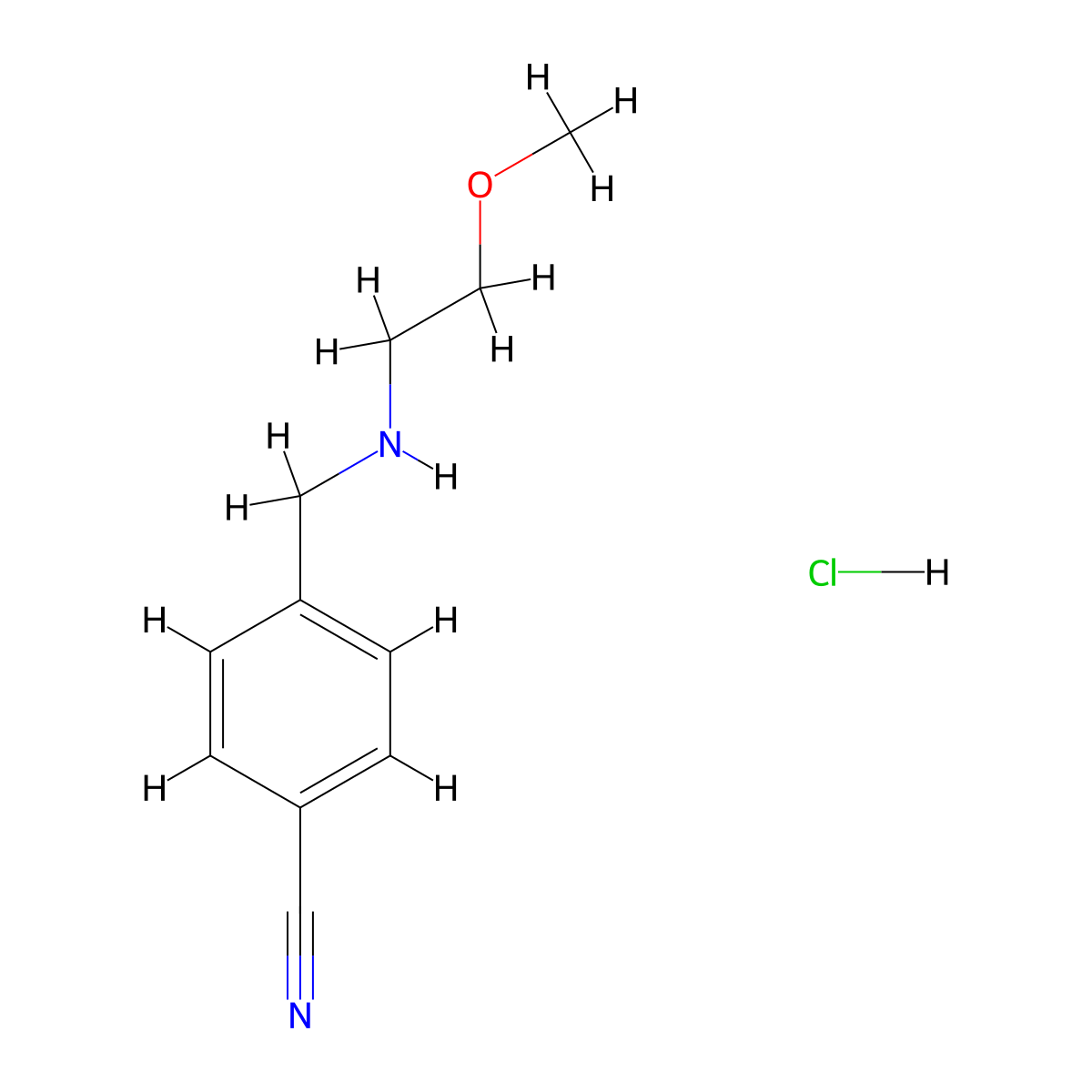 4-{[(2-Methoxyethyl)amino]methyl}benzonitrile hydrochloride molecular structure, CAS 1251923-40-6