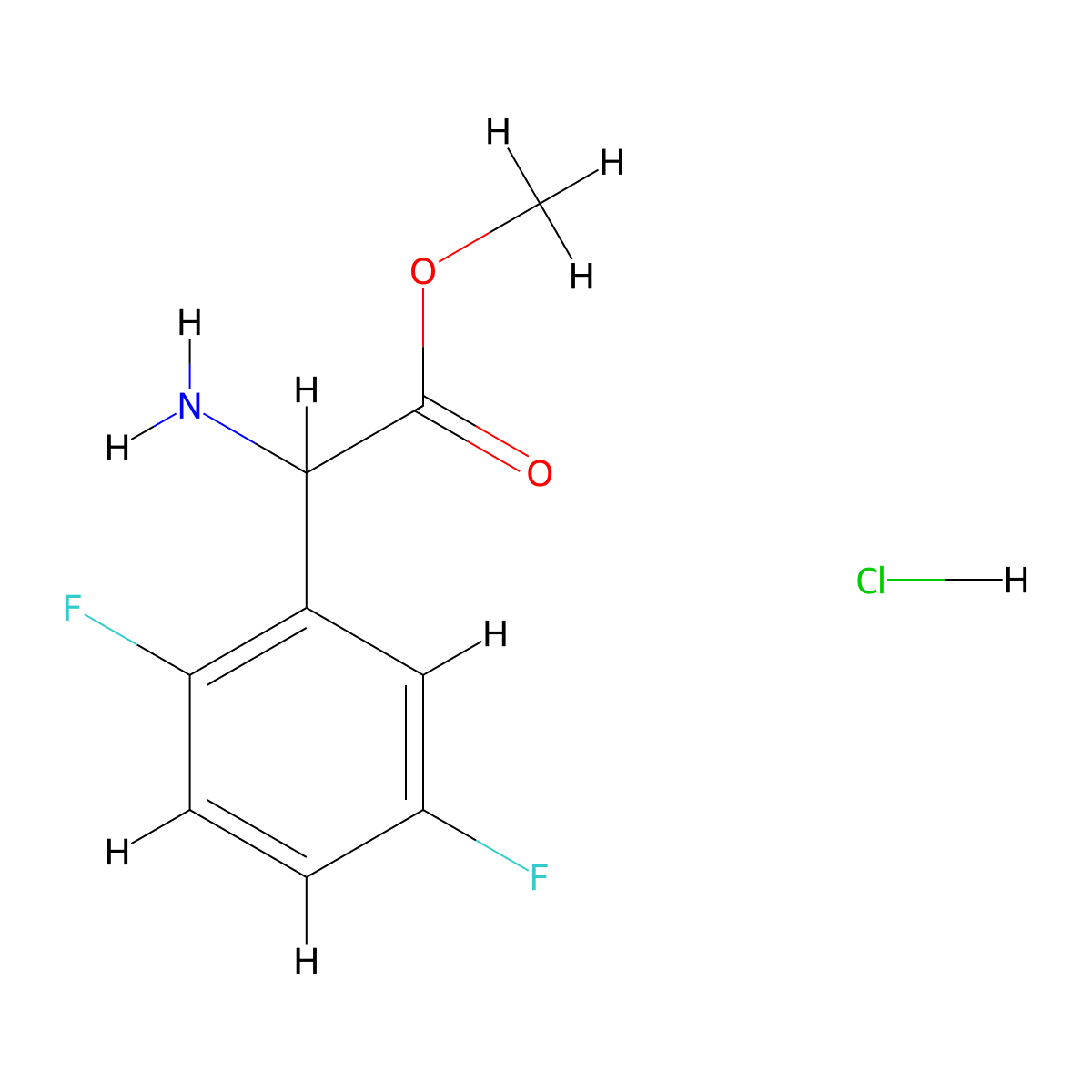 Methyl 2-amino-2-(2,5-difluorophenyl)acetate hydrochloride molecular structure, CAS 1251923-42-8
