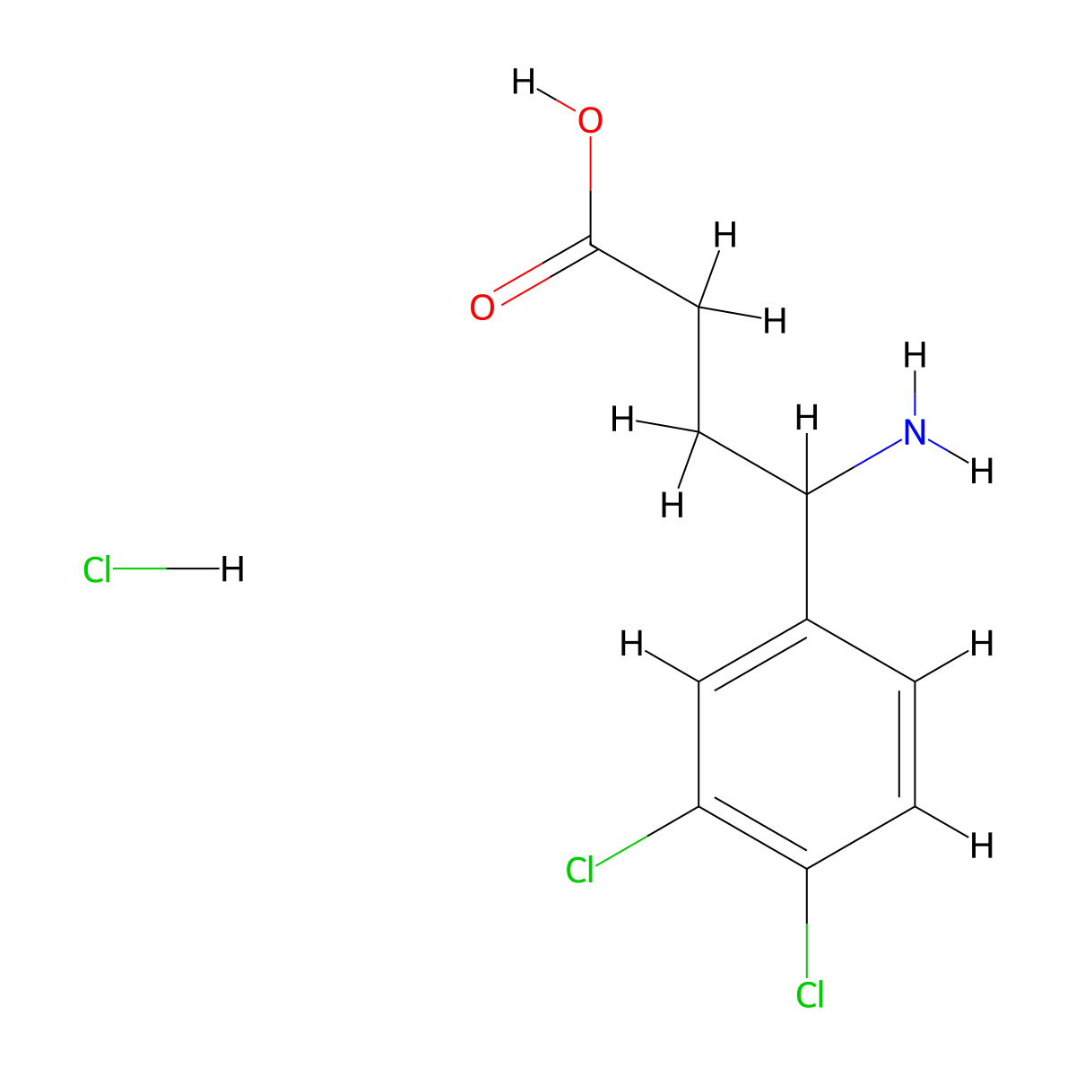 4-Amino-4-(3,4-dichlorophenyl)butanoic acid hydrochloride molecular structure, CAS 1251923-47-3