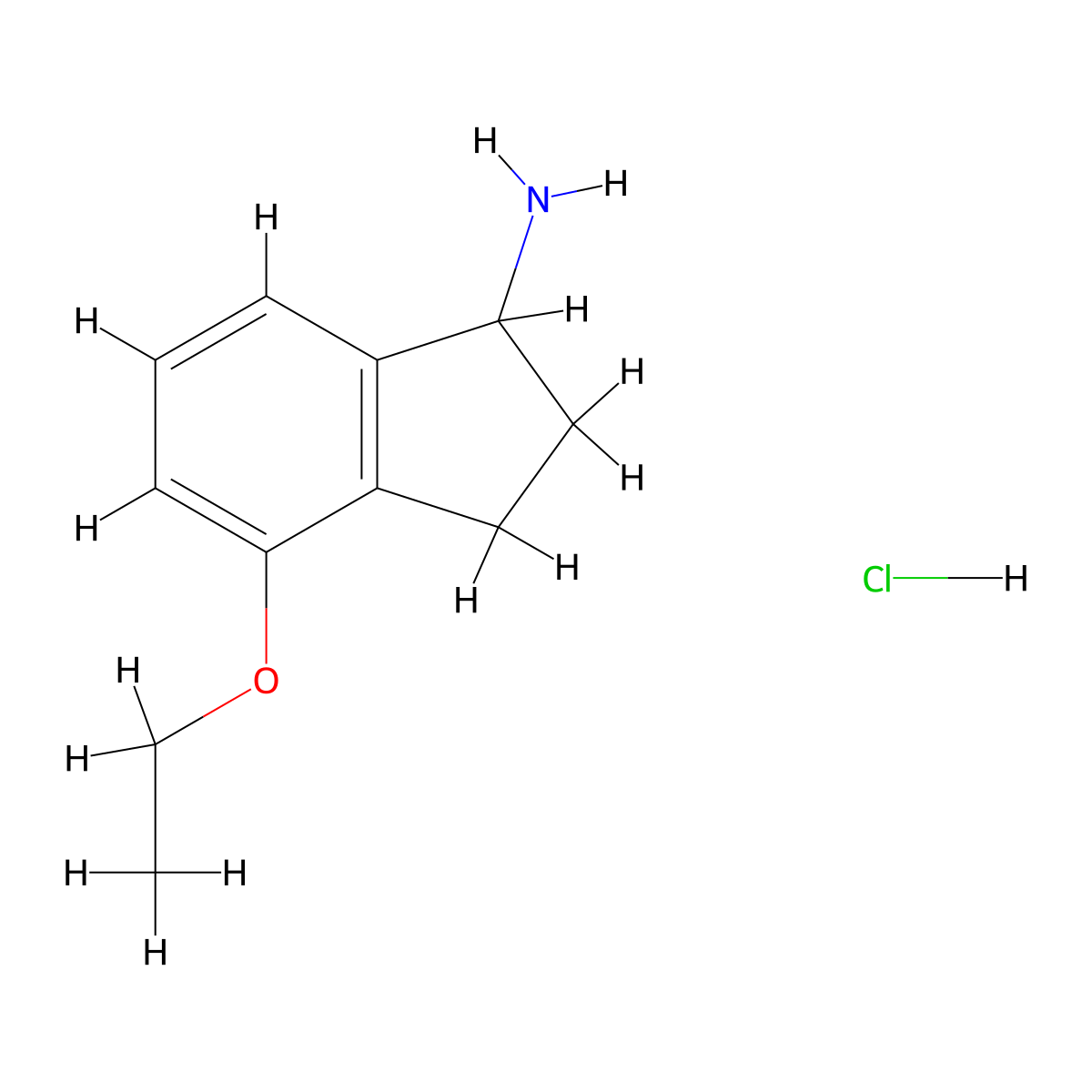 4-ethoxy-2,3-dihydro-1H-inden-1-amine hydrochloride molecular structure, CAS 1251923-48-4