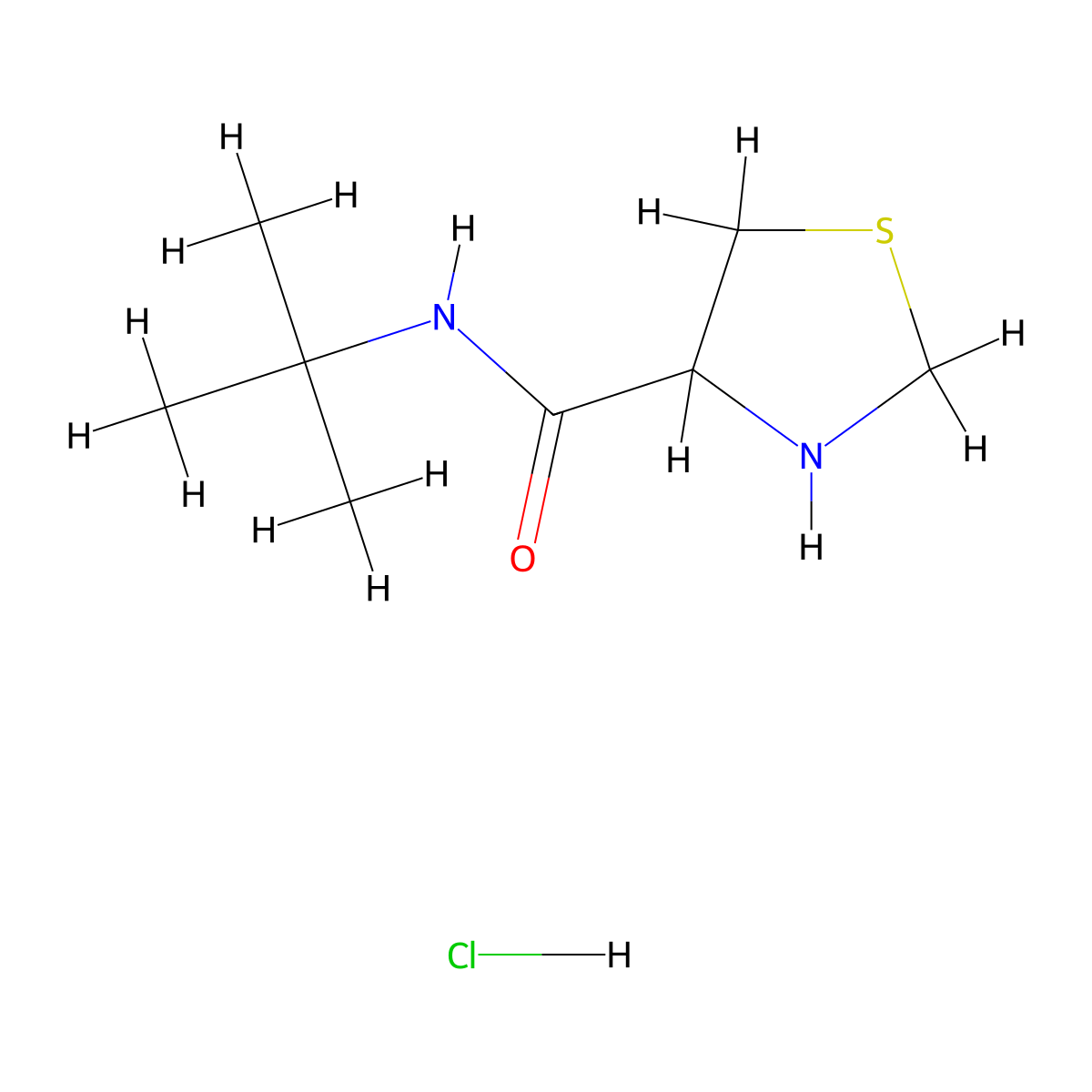 N-tert-butyl-1,3-thiazolidine-4-carboxamide hydrochloride molecular structure, CAS 1251923-51-9